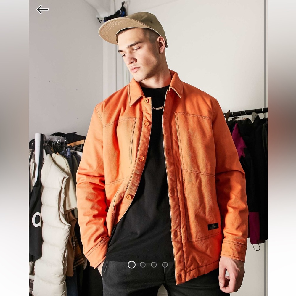 Topman Padded Coach Jacket with Contrast Stitching in Orange